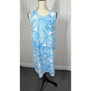 Lilly Pulitzer Dress Womens Medium Blue Sabrina Sea Ruffles Retro Coastal Resort